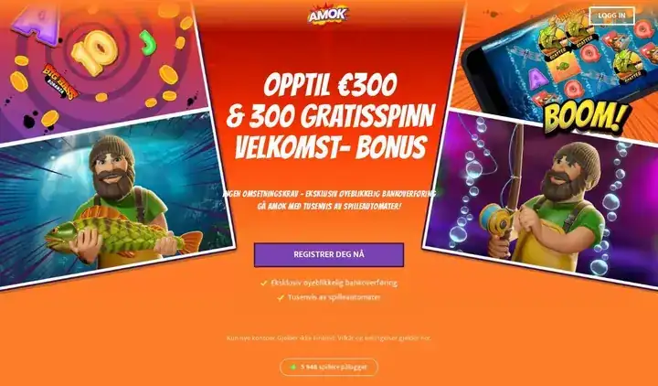 Skjermbilde av forsiden til Amok Casino
