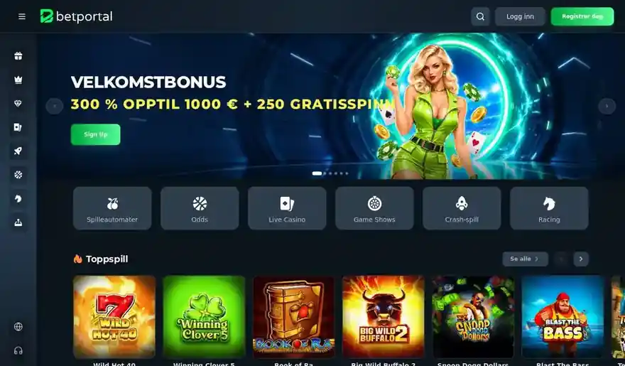 Skjermbilde av forsiden til BetPortal Casino