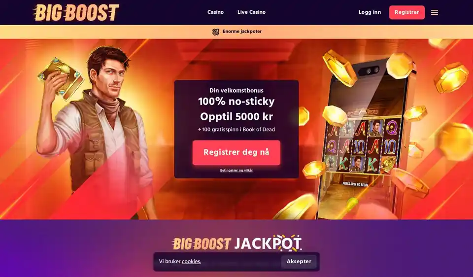 Skjermbilde av forsiden til Big Boost Casino