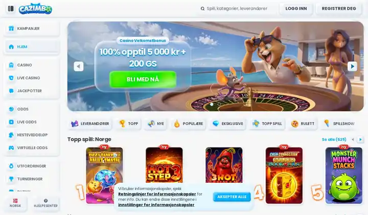 Skjermbilde av forsiden til Cazimbo
