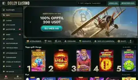 Skjermbilde av forsiden til Dolly Casino