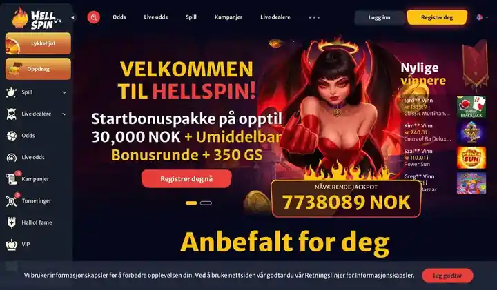 Skjermbilde av forsiden til HellSpin