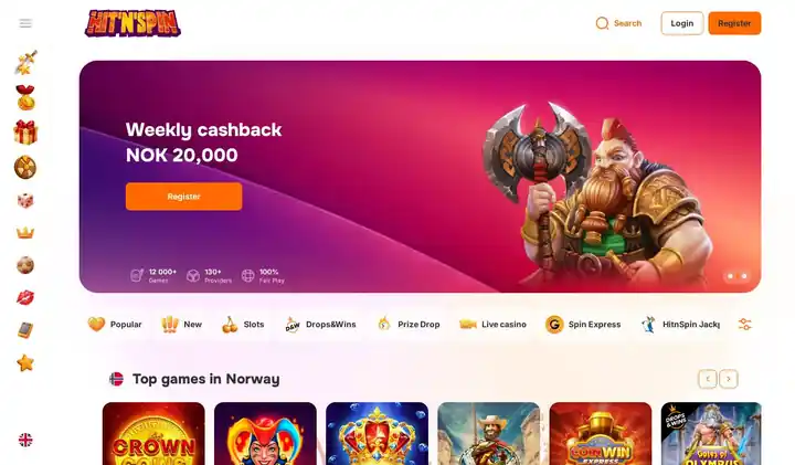 Skjermbilde av forsiden til HitnSpin