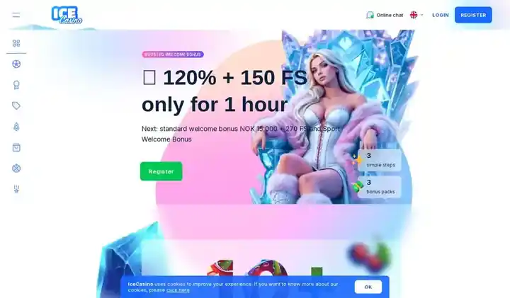 Skjermbilde av forsiden til Ice Casino