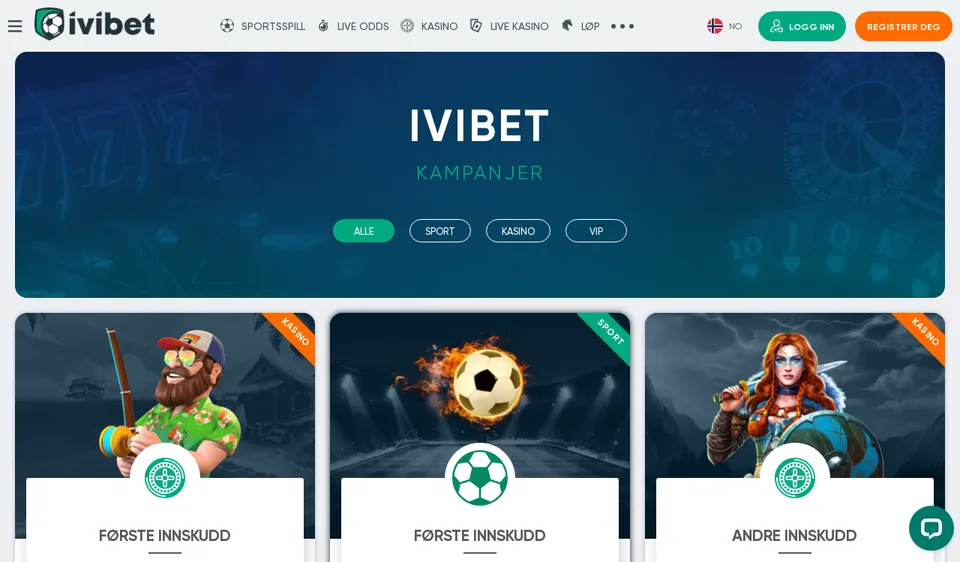Skjermbilde av forsiden til Ivibet
