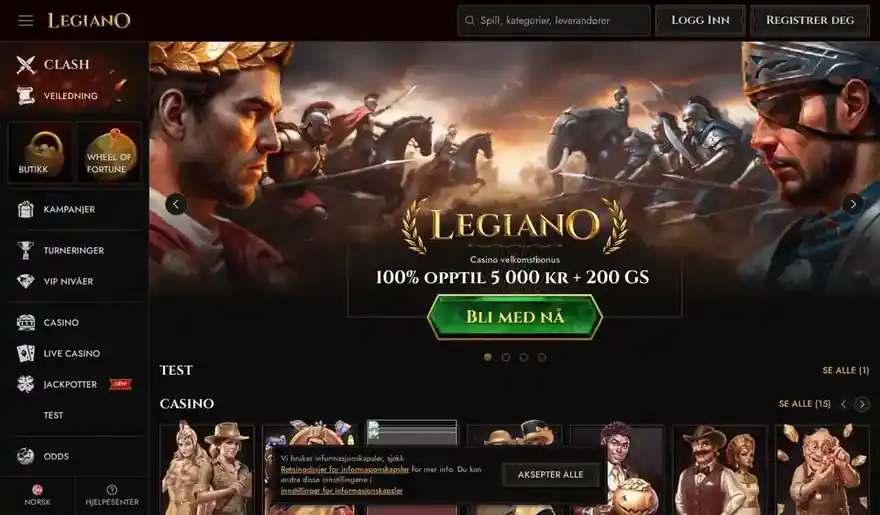 Skjermbilde av forsiden til Legiano