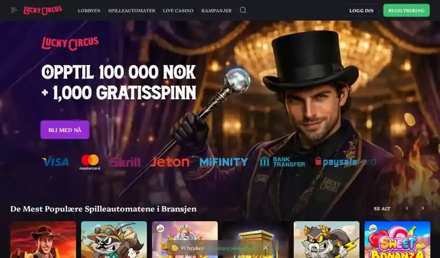 Skjermbilde av forsiden til Lucky Circus