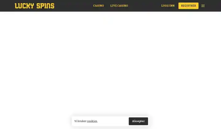 Skjermbilde av forsiden til Lucky Spins