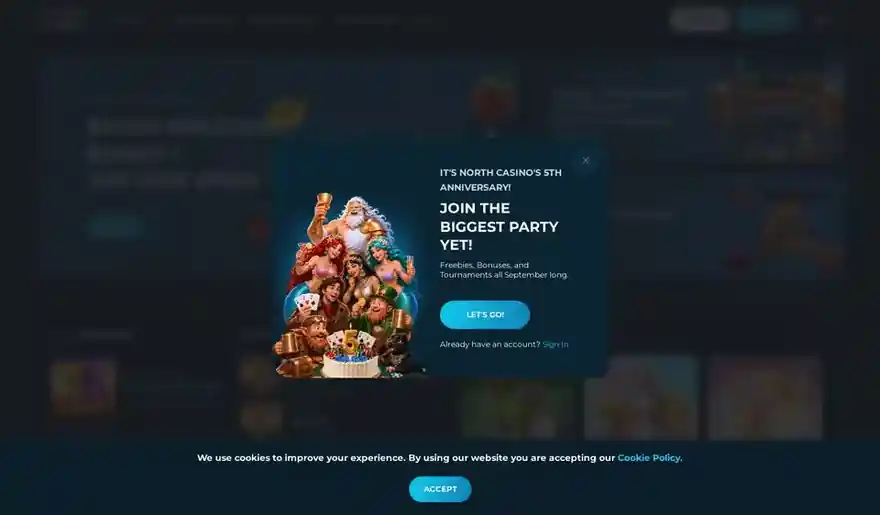 Skjermbilde av forsiden til North Casino