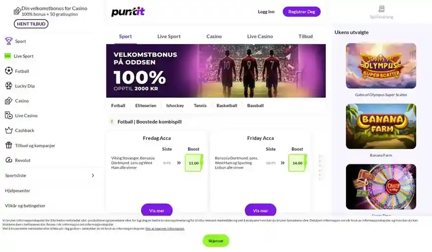 Skjermbilde av forsiden til Puntit