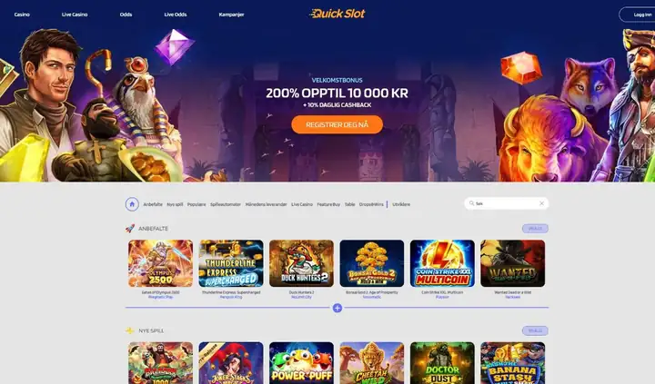 Skjermbilde av forsiden til QuickSlot