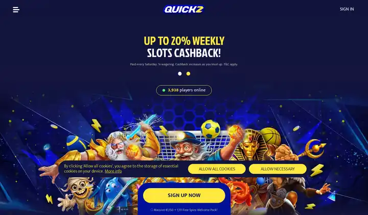 Skjermbilde av forsiden til Quickz