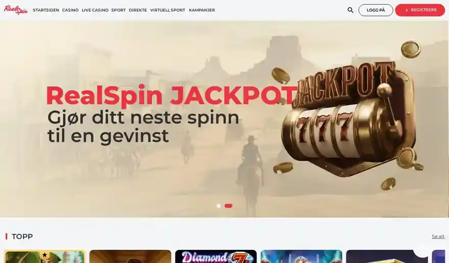 Skjermbilde av forsiden til RealSpin