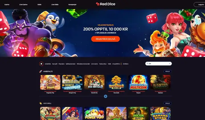 Skjermbilde av forsiden til RedDice