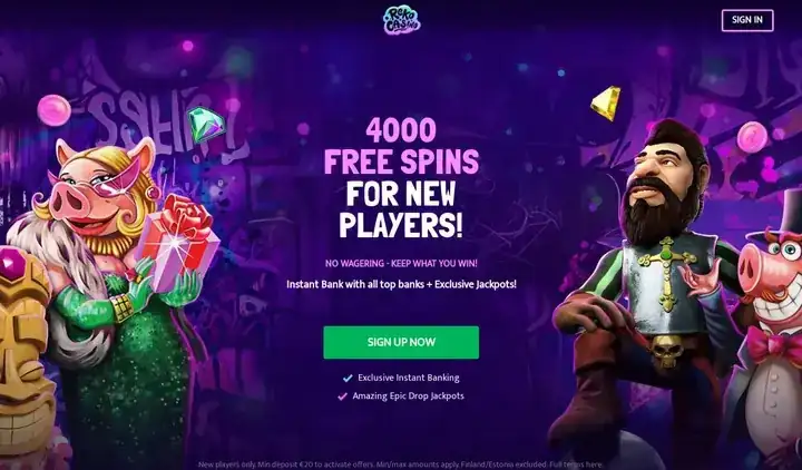 Skjermbilde av forsiden til Reko Casino