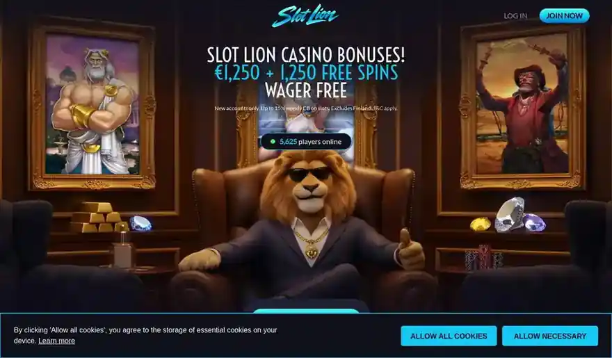 Skjermbilde av forsiden til Slot Lion