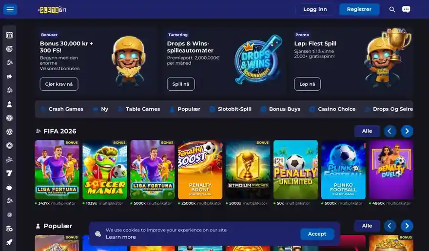 Skjermbilde av forsiden til Slotobit Casino