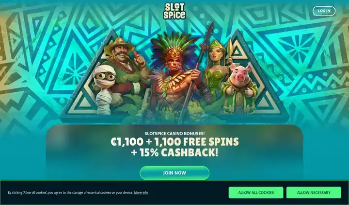 Skjermbilde av forsiden til Slot Spice