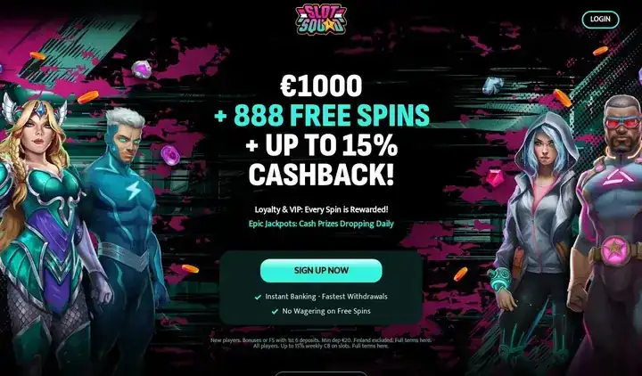 Skjermbilde av forsiden til Slot Squad Casino