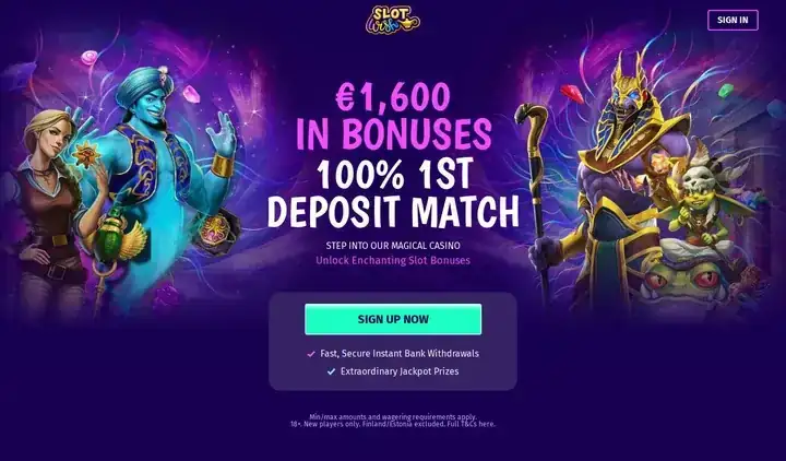 Skjermbilde av forsiden til Slot Wish Casino