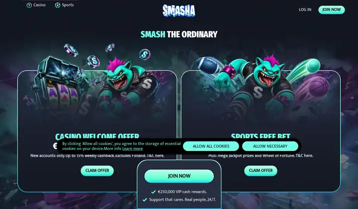 Skjermbilde av forsiden til Smasha