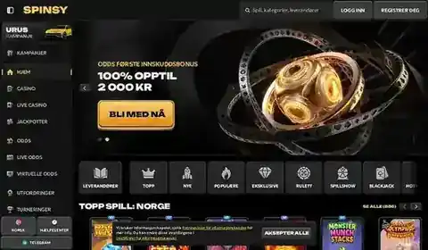 Skjermbilde av forsiden til Spinsy
