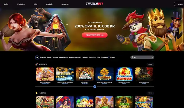 Skjermbilde av forsiden til Trivelabet