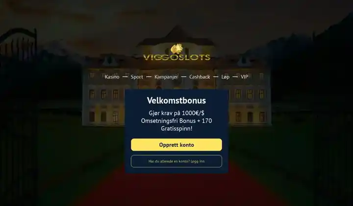 Skjermbilde av forsiden til ViggoSlots