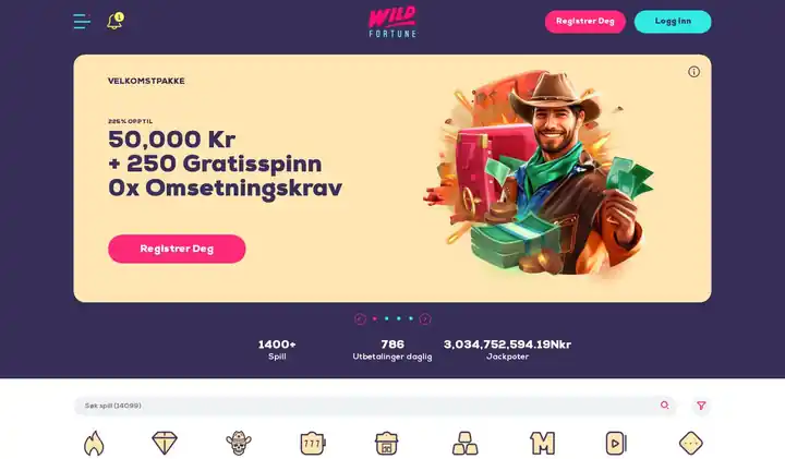 Skjermbilde av forsiden til Wild Fortune