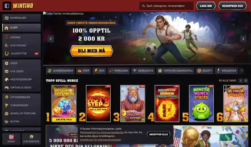 Skjermbilde av forsiden til Wintino